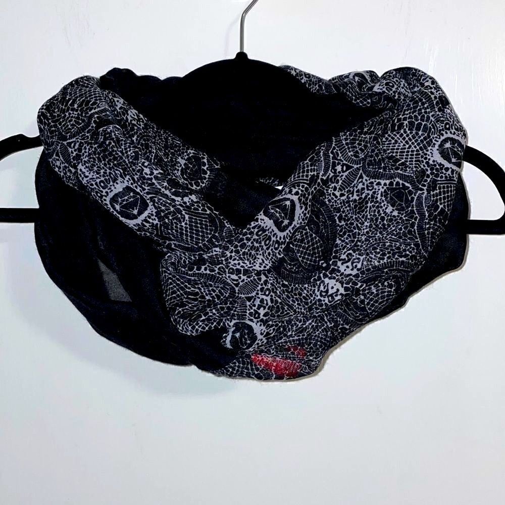 BONGO skull print and black infinity scarf in lightweight woven fabric
